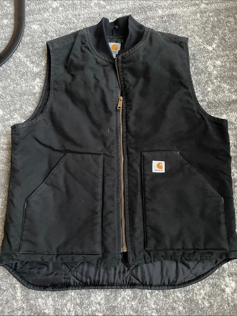 Carhartt Black Quilted Zip-Front Work Vest